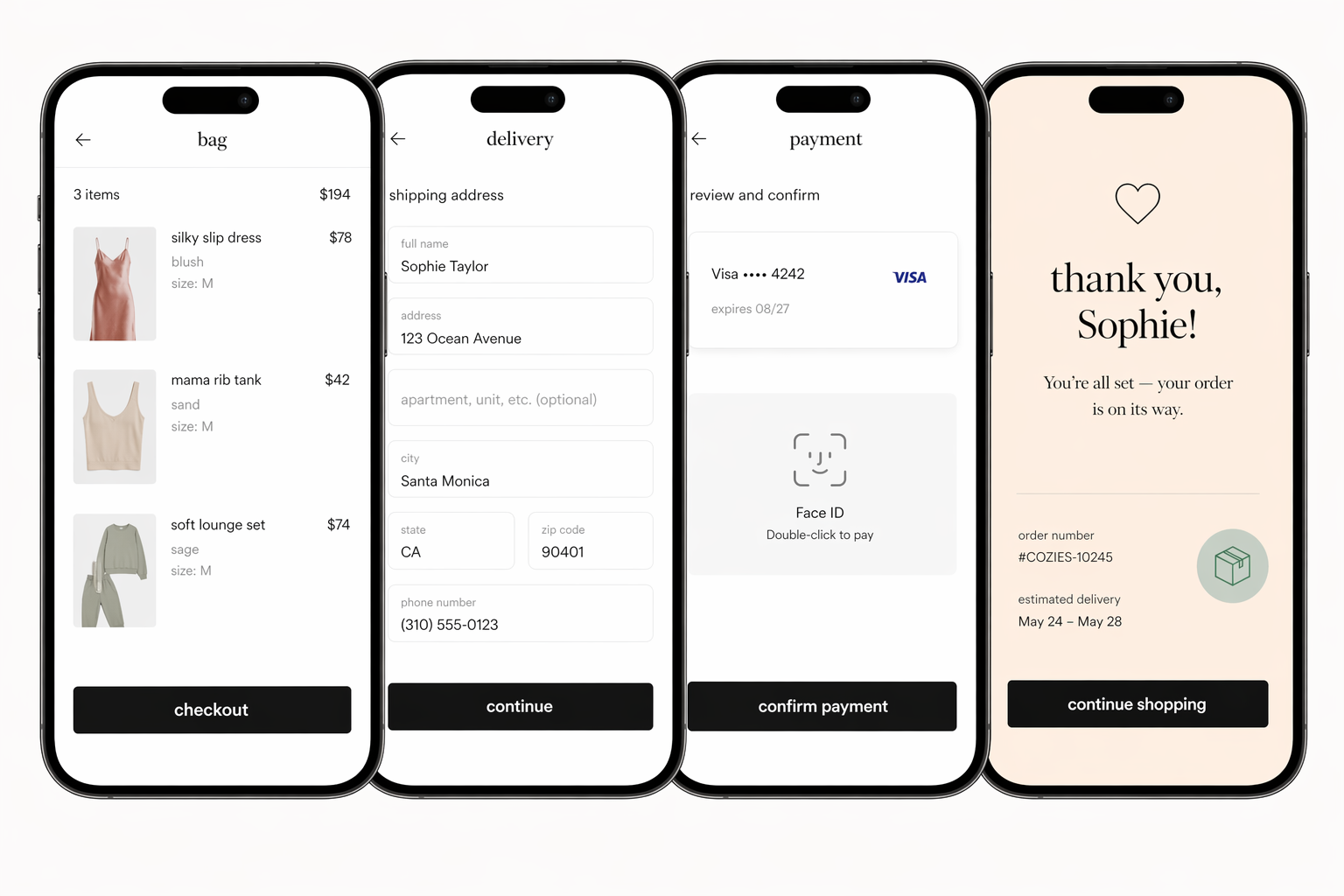 Simplified 4-step checkout flow