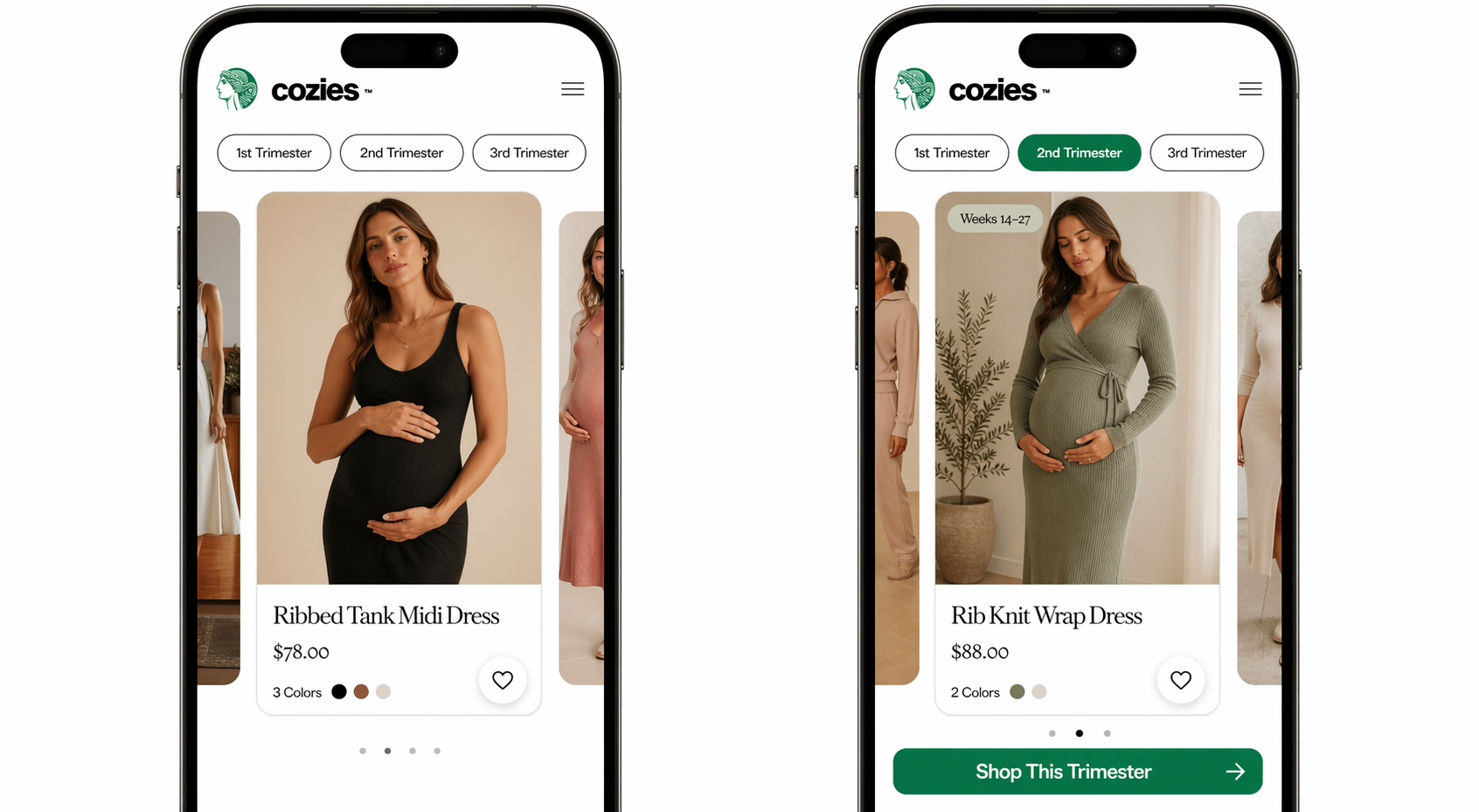 Trimester filtering before/after iPhone screens